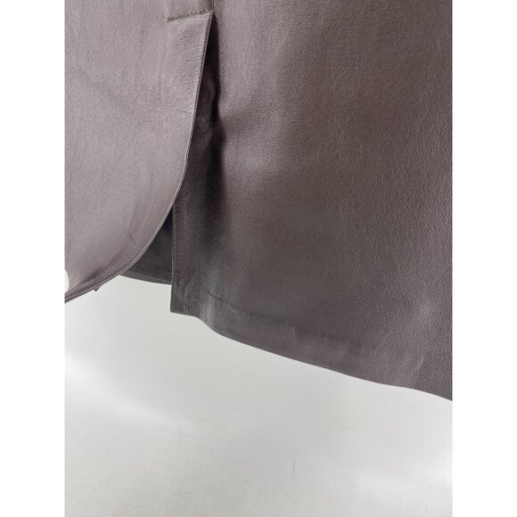 Vintage Clio Women's Brown Lined Leather Midi Pencil Skirt Y2K Size 12 - Picture 4 of 16